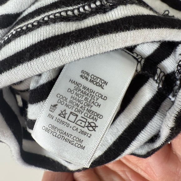 Obey Zoe Baby Ringer Black & White Stripe Tee - Picture 11 of 15